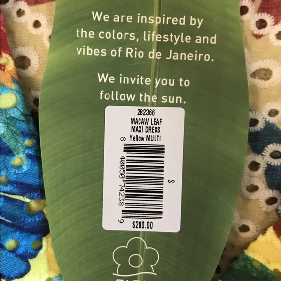 FARM Rio Macaw Leaf Maxi Tropical 🦜 Print Dress NWT - Picture 4 of 7